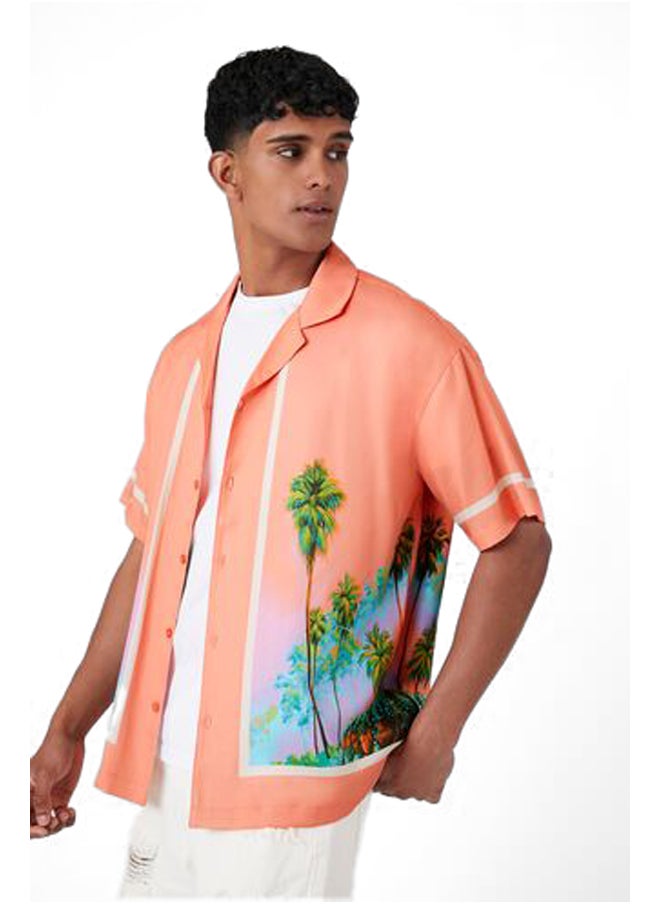 FOREVER 21 - Tropical Print Short-Sleeve Shirt - Image 1