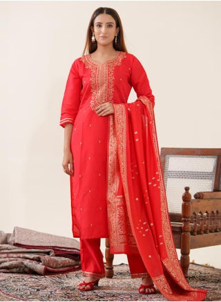 Embellished Straight Kurta with Trouser and Dupatta Set by Styli - pzsku/Z517DCF3F0E4BA556338BZ/45/1744378010/bbf8ff64-7349-4c43-baba-0009bc85d59a