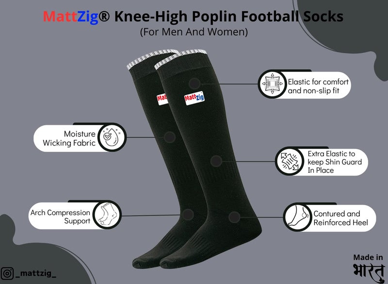 MATTZIG ® Club Football Kit (One Pair of Knee Length Poplin Socks + One Pair of Shin Guard + One Pair of Cotton Arm Sleeves + One Kit Bag) (Black, Green) - Image 2