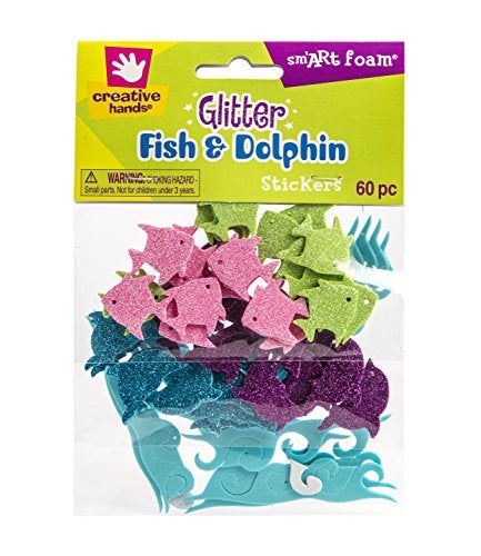 Fibre Craft Creative Hands Glitter Foam Stickers, Fish and Dolphin - Image 1