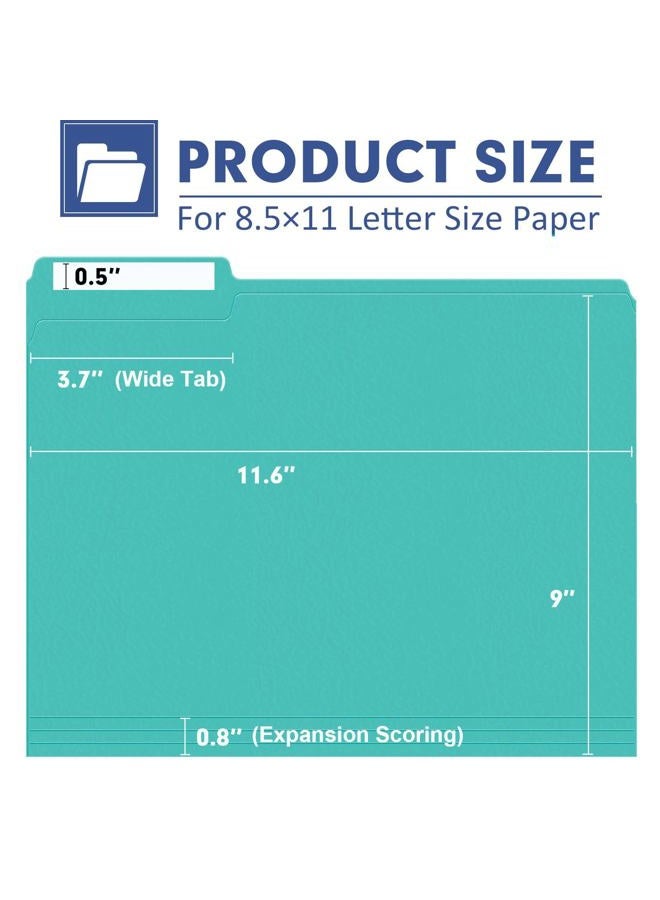 PANDRI File Folder, PANDRI 120 Pack File Folder, 1/3 Cut Tab, Letter Size, Filing Folder for Office School Business, Aqua - Image 2