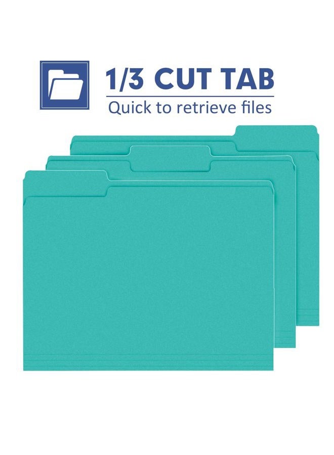 PANDRI File Folder, PANDRI 120 Pack File Folder, 1/3 Cut Tab, Letter Size, Filing Folder for Office School Business, Aqua - Image 3