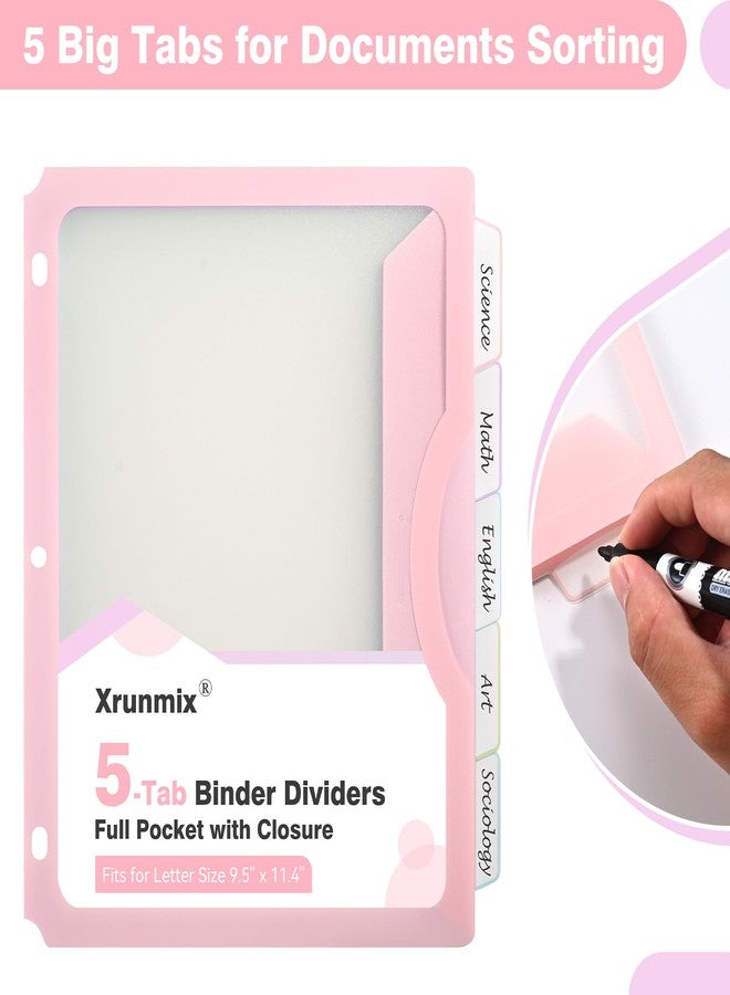 XRUNMIX 15 Counts Dividers with One Full Pocket, 5-Tab Binder Dividers for 3 Ring Binder, Recipe Binder Dividers for US Letter Size 8.5 x 11', Index Dividers for Back to School, Pastel Color (3) - Image 4