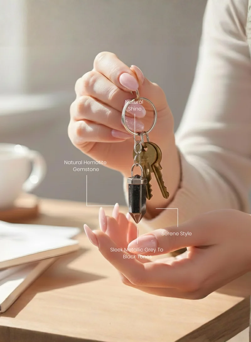 British Fossils ميدالية مفاتيح طاقة الكريستال هيماتيت