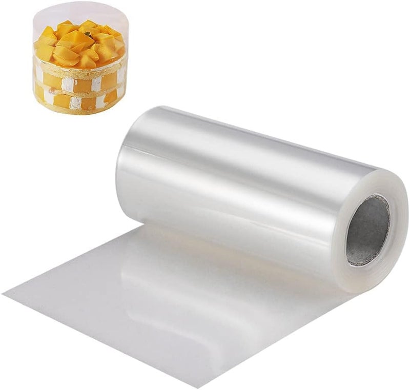 YLmeet طوق الكيك بطول 10 أمتار/394 بوصة، لفافة أسيتات، ورقة أسيتات DIY شفافة لصنع كيك الموس، شريط كيك شفاف لتزيين الخبز وصنع بطاقات الهزاز (10 سم) - Image 1