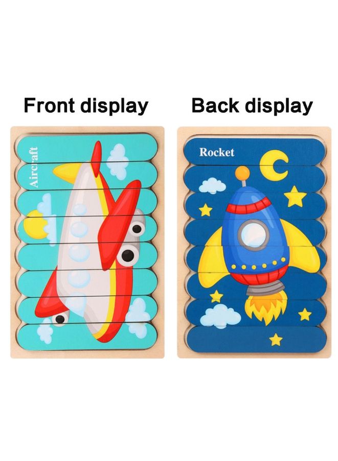 لعبة خشبية ثلاثية الأبعاد على الوجهين ، ألغاز بار الصور المقطوعة للأطفال ، قصة إبداعية متراصة ، أحجية متطابقة ، ألعاب تعليمية مبكرة - Image 2