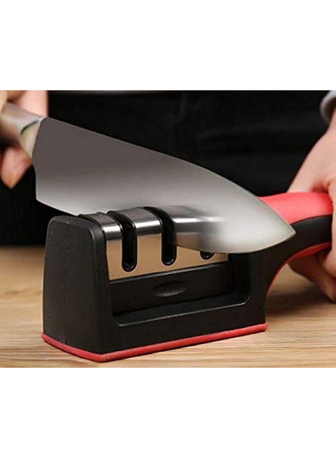 Stainless Steel Knife Sharpener (Small, Red)