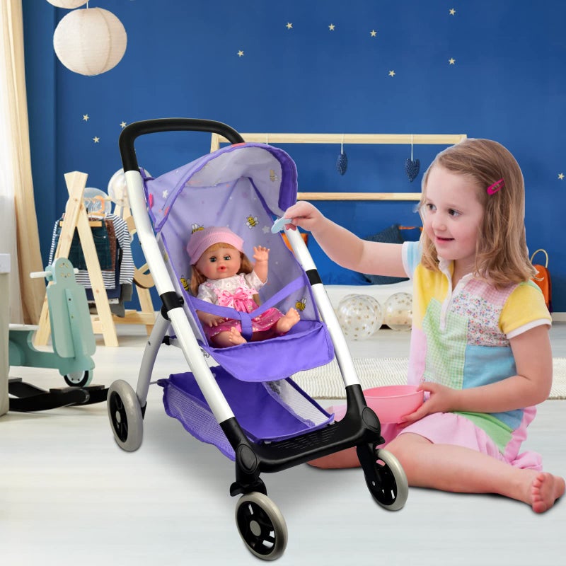 Anivia Baby Doll Stroller for 18 inches American Girl Dolls with Multi Function DA422PURPLE - Image 3