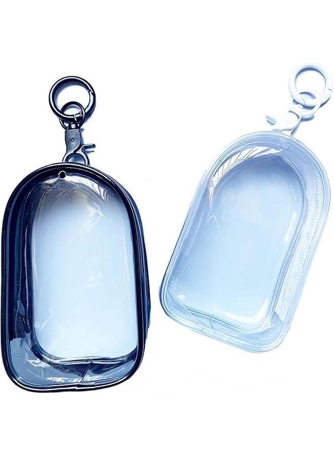 Arabest 2 PCS Clear Mini Figure Display Bag with Keychain,2.36x1.37x3.93 Inner Size Clear Keychain Pouch for Small Doll,Cabin Shape 