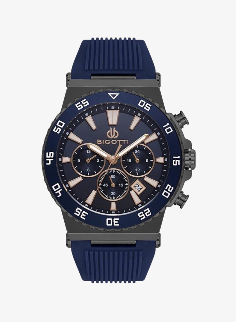 Bigotti - Raffinato Men Watch | Silicone BandBrass Case | Analog | Round Dial | Mineral Glass | Japanese Quartz | Water Resistant 50 Meters - Image 2