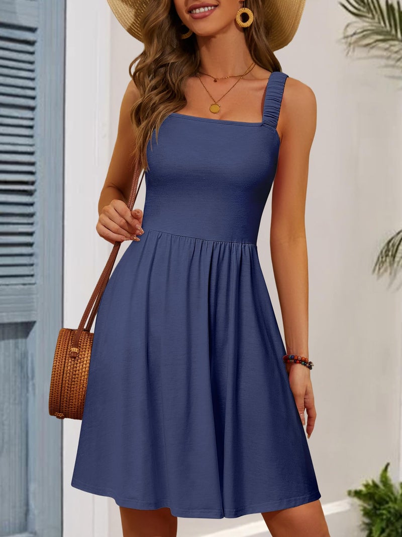 HUHOT Navy Blue Dress for Women Summer Outfits for Women 2025 Flowy Sleeveless Homecoming Dresses Sun Dress - Image 3