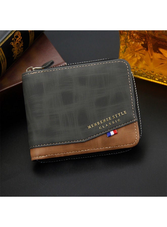 MenBense Business Large Capacity Men's Bifold Short Wallet Card Holder Certificate Zipper Bag for Commute - Image 2
