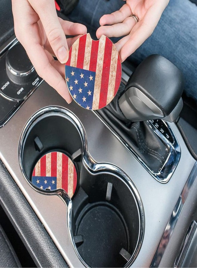 Wonlex Car Coasters 2 Pack, Small 2.56" Stone Car Cupholder Absorbent Coaster Set for Women Men Drink Cup Holder Coasters (USA Flag) - Image 3