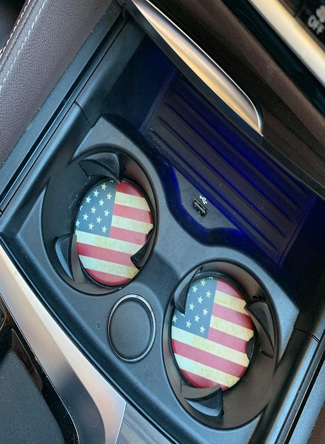 Wonlex Car Coasters 2 Pack, Small 2.56" Stone Car Cupholder Absorbent Coaster Set for Women Men Drink Cup Holder Coasters (USA Flag) - Image 4