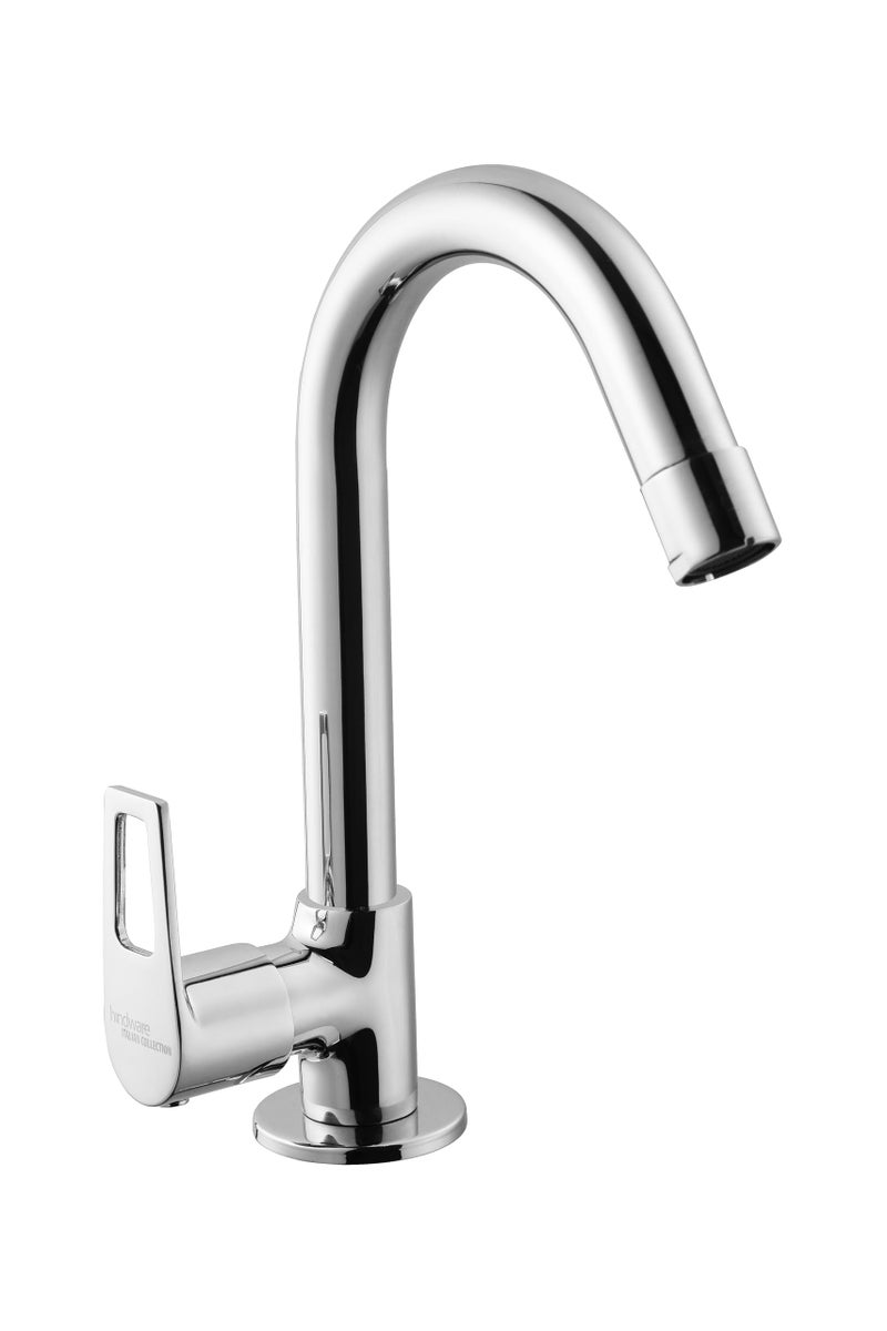 Hindware Italian Collection Aspiro Range F570013CP Swan Neck Sink Tap with Left Hand Operating Knob | Made of Brass | Mirror-Like Finish | 12-Year Warranty - Image 4