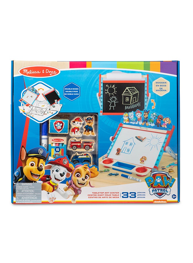 Melissa & Doug مركز فن الجدول الخشبي القابل للطي من باو باترول (33 قطعة) - ألعاب باو باترول، لوحة فنية مزدوجة الجانب للأطفال، لوحة فنية للأطفال في عمر 3 سنوات وما فوق  - Image 1