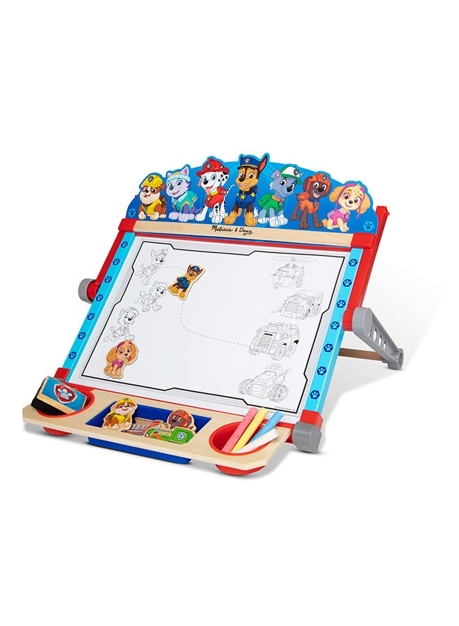 Melissa & Doug مركز فن الجدول الخشبي القابل للطي من باو باترول (33 قطعة) - ألعاب باو باترول، لوحة فنية مزدوجة الجانب للأطفال، لوحة فنية للأطفال في عمر 3 سنوات وما فوق  - Image 5