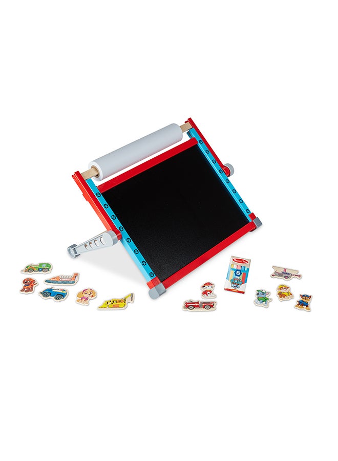 Melissa & Doug مركز فن الجدول الخشبي القابل للطي من باو باترول (33 قطعة) - ألعاب باو باترول، لوحة فنية مزدوجة الجانب للأطفال، لوحة فنية للأطفال في عمر 3 سنوات وما فوق  - Image 3