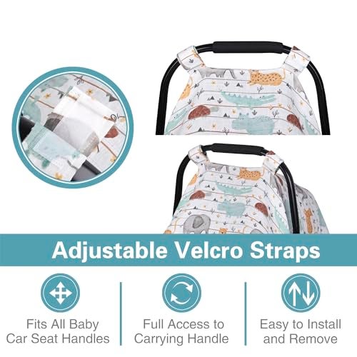 Metplus Muslin Carseat Cover for Babies,Breathable Infant Carseat Cover Lightweight Baby Carrier Cover for Girls Boys, Fit Spring Summer/Hot Days/Warm Weather - Image 2