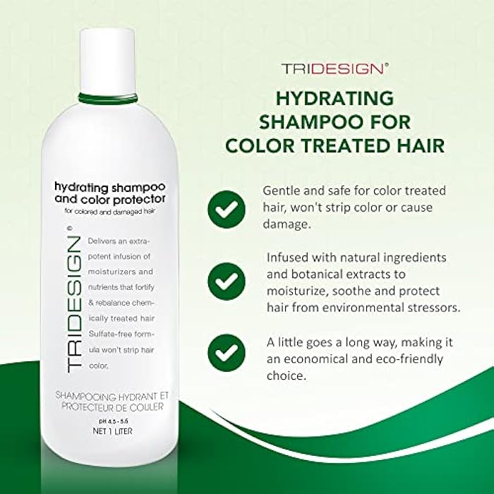TRIDESIGN Hydrating Shampoo for Color Treated Hair, Sulfate and Paraben Free Color Care Treatment, Concentrated Hair Color Shampoo, Gently Cleanses -33.8 Fluid Ounce - Image 2