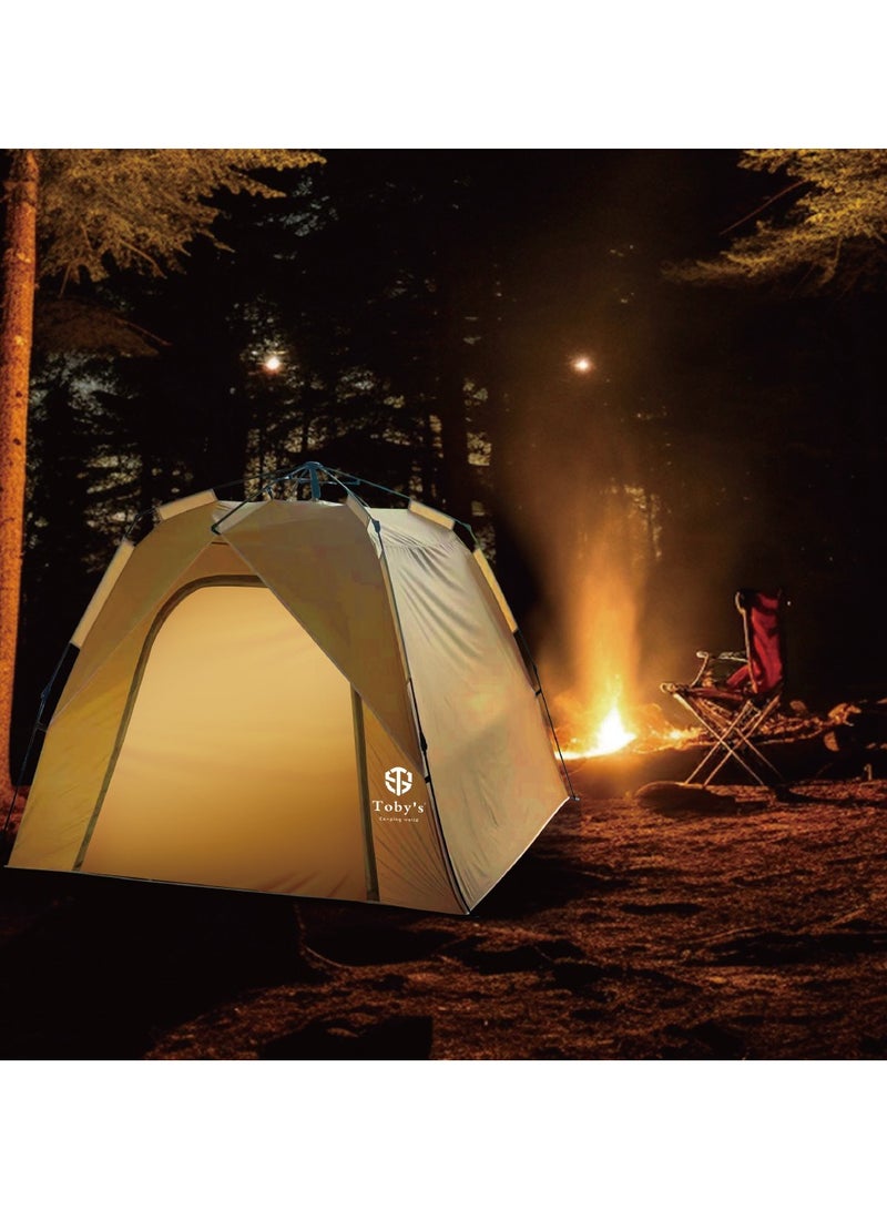 توبيز خيمة توبيز أوتوماتيكية لـ 4 أشخاص – خيمة تخييم قابلة للطي مقاومة للماء والرياح والشمس مع 3 نوافذ للتهوية - Image 2