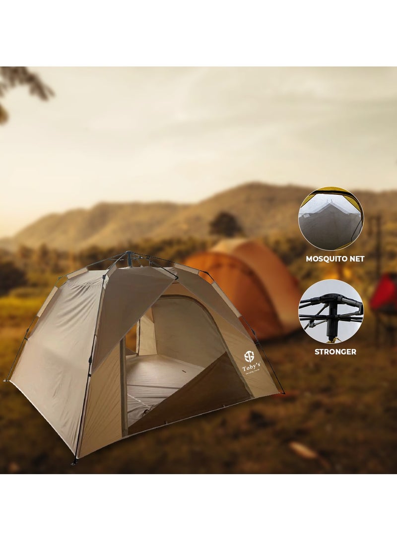 توبيز خيمة توبيز أوتوماتيكية لـ 4 أشخاص – خيمة تخييم قابلة للطي مقاومة للماء والرياح والشمس مع 3 نوافذ للتهوية - Image 3