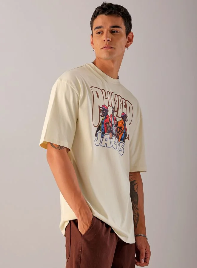 The Indian Garage Co Men Oversized Graphic Back Printed Round Neck Tshirt