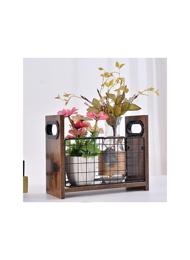 The Bros حامل مجلات، رف مجلات للمكتب المنزلي، سلة تخزين ملفات ريفية للرسائل، المجلات، الكتب، الصحف - Image 3