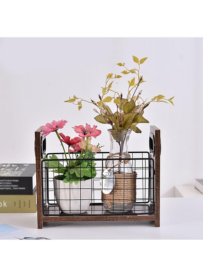 The Bros حامل مجلات، رف مجلات للمكتب المنزلي، سلة تخزين ملفات ريفية للرسائل، المجلات، الكتب، الصحف - Image 1