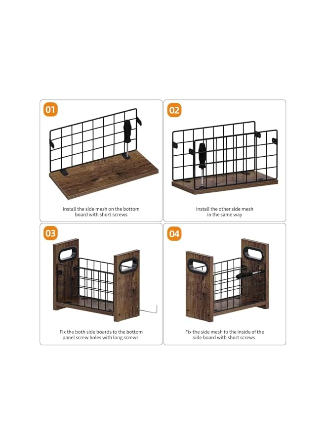 The Bros حامل مجلات، رف مجلات للمكتب المنزلي، سلة تخزين ملفات ريفية للرسائل، المجلات، الكتب، الصحف - Image 4