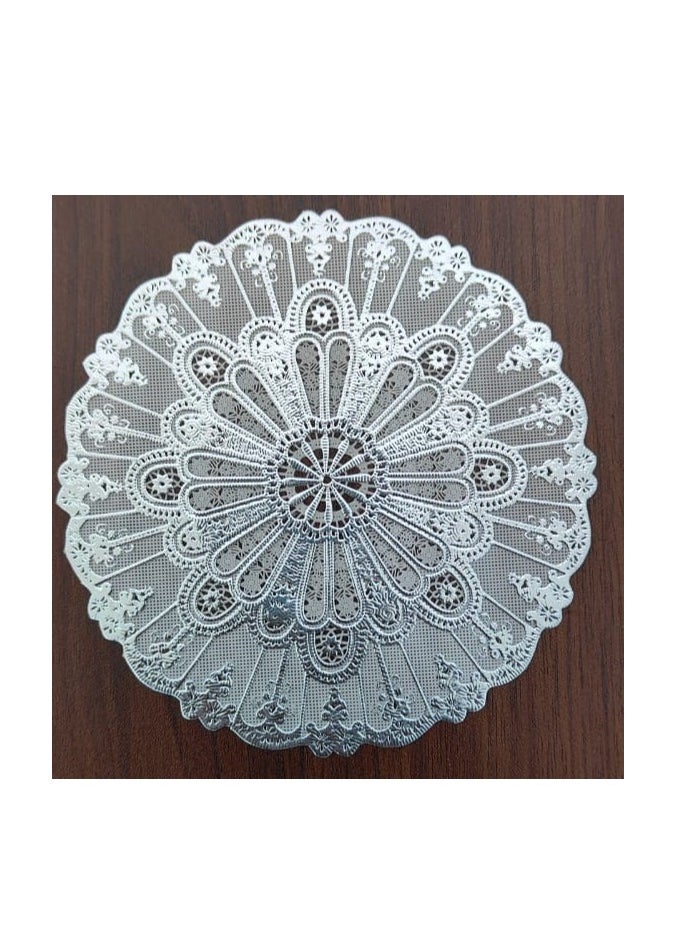 Generic 24-Piece Plastic Doilies Paper silver 15cm  - Image 3