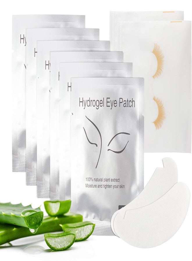 myaokue-up 102 pcs Natural Hydrogel Eye Gel Pads V- Shape Collagen and Aloe Vera Patches for Under Eyes Premium Eye Mask Beauty Tool Kit (Silver) - Image 1
