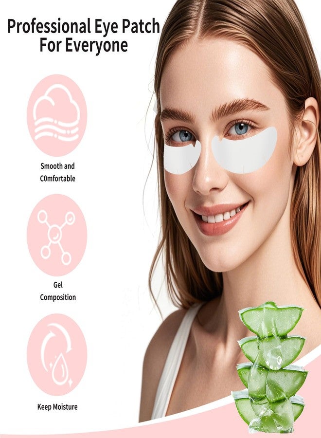 myaokue-up 102 pcs Natural Hydrogel Eye Gel Pads V- Shape Collagen and Aloe Vera Patches for Under Eyes Premium Eye Mask Beauty Tool Kit (Silver) - Image 3