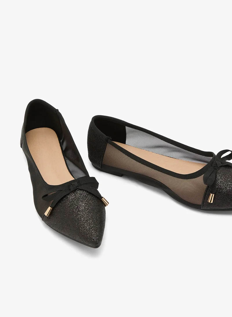 Ella Black Mesh Pointed Toe Ballet Flats for Women | Best Price UAE