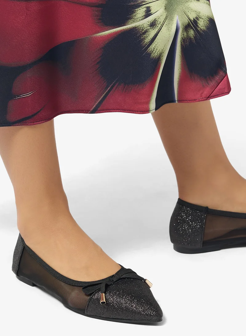 Ella Black Mesh Pointed Toe Ballet Flats for Women | Best Price UAE