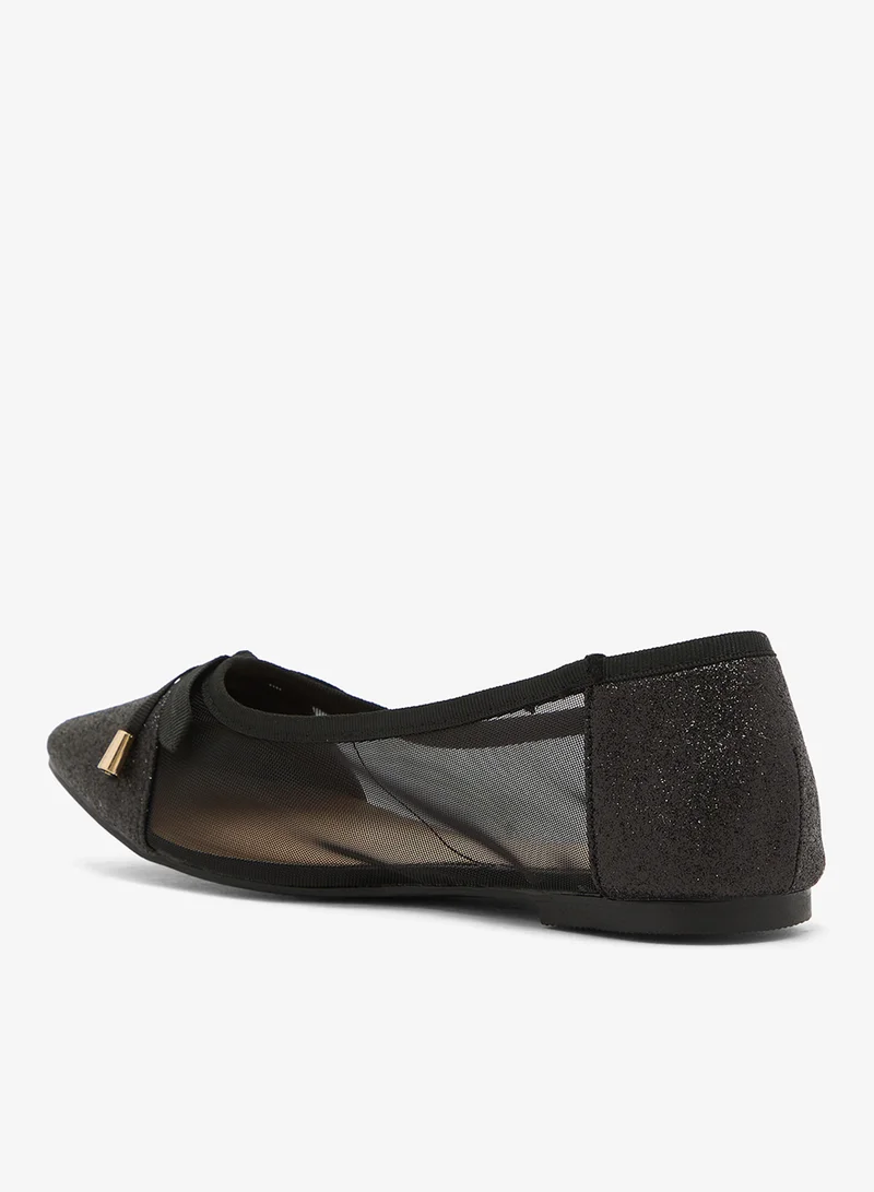 Ella Black Mesh Pointed Toe Ballet Flats for Women | Best Price UAE
