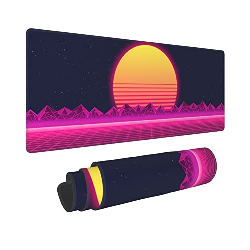 Echoserein Retro Purple Cool Vaporwave Gaming Mouse Pad Large XL Desk Mat Long Extended Pads Big Mousepad for Home Office Decor Accessories 31.5 X 11.8 Inch - Image 1