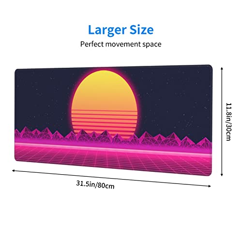 Echoserein Retro Purple Cool Vaporwave Gaming Mouse Pad Large XL Desk Mat Long Extended Pads Big Mousepad for Home Office Decor Accessories 31.5 X 11.8 Inch - Image 3
