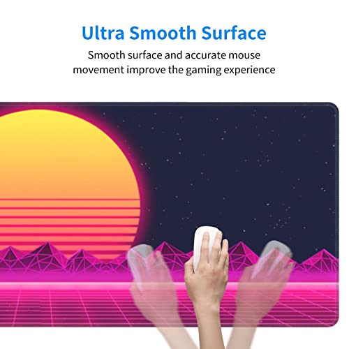 Echoserein Retro Purple Cool Vaporwave Gaming Mouse Pad Large XL Desk Mat Long Extended Pads Big Mousepad for Home Office Decor Accessories 31.5 X 11.8 Inch - Image 5