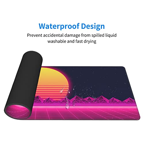 Echoserein Retro Purple Cool Vaporwave Gaming Mouse Pad Large XL Desk Mat Long Extended Pads Big Mousepad for Home Office Decor Accessories 31.5 X 11.8 Inch - Image 4