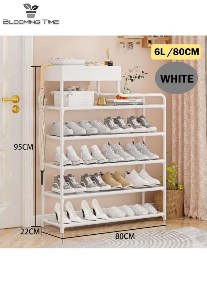BLOOMING TIME - 6-Layer Shoe Rack With Storage Rack Shoe Rack Easy To Install White - Image 1