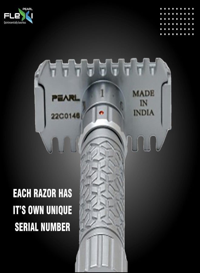 Pearl Flexi Open Comb Adjustable Safety Razor - Made of 100% Brass Metal | Adjustable from 1 to 6 | Men's Shaving Razor for Fathers Day Gift - Image 5