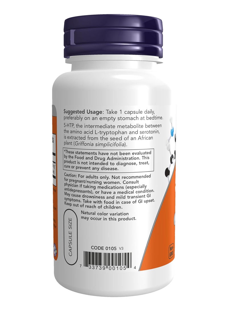 Now Foods 5-HTP Neurotransmitter Support 60 Veg Capsules - Image 3