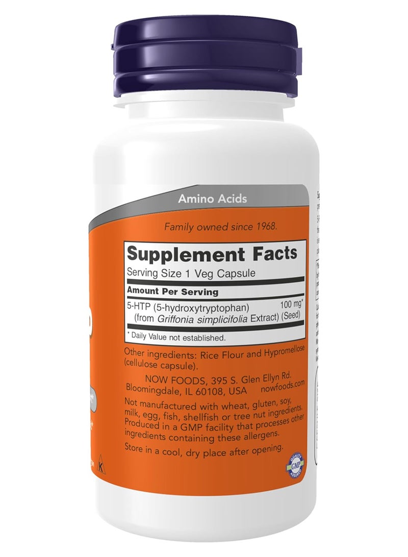 Now Foods 5-HTP Neurotransmitter Support 60 Veg Capsules - Image 2