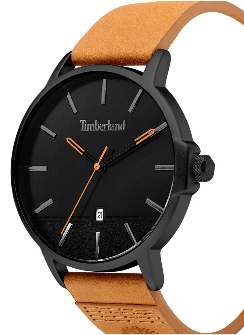 تمبرلاند Rollinsford Men's Watch 42mm Analog Black Dial Cream Leather Strap