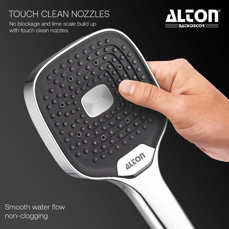 ALTON SHR22385 ABS3Function 5INCH Hand Shower With SS304 Grade 15 Mtr Flexible Hose Wall Hook Silver - Image 3