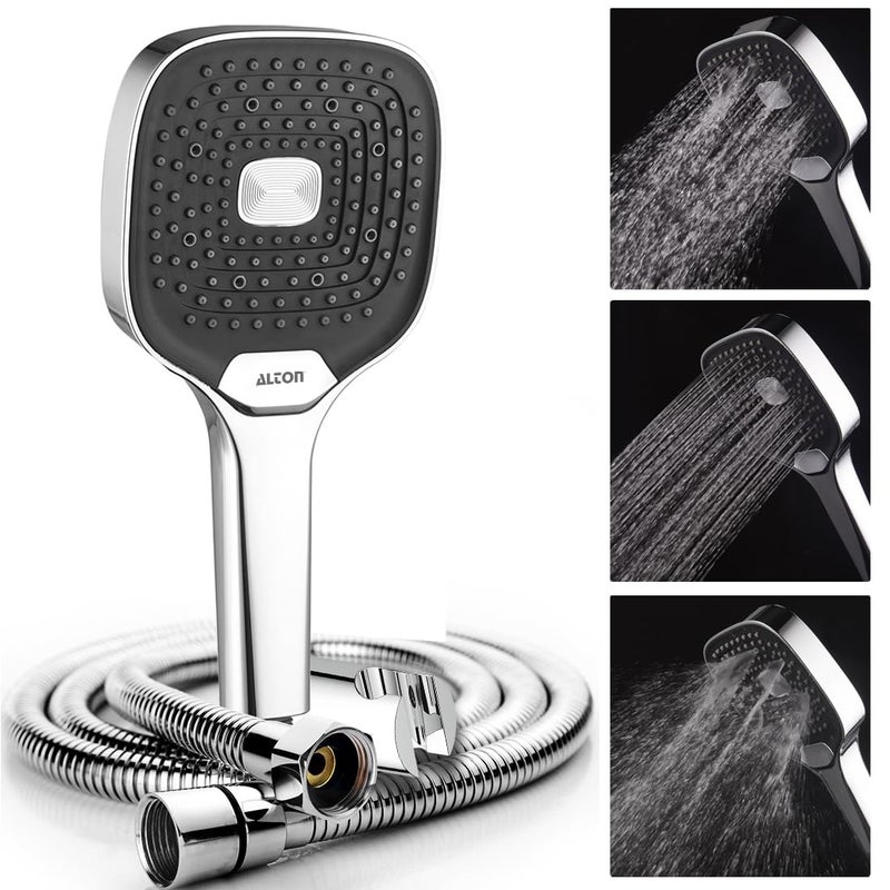 ALTON SHR22385 ABS3Function 5INCH Hand Shower With SS304 Grade 15 Mtr Flexible Hose Wall Hook Silver - Image 1