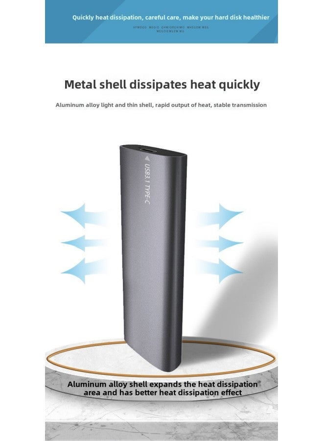 Aluminum Alloy Enclosure M.2 Solid State Hard Disk Box NGFF/NVME Protocol TypeC Mobile Box-Color:NVME/NGFF Dual Gray  - Image 1