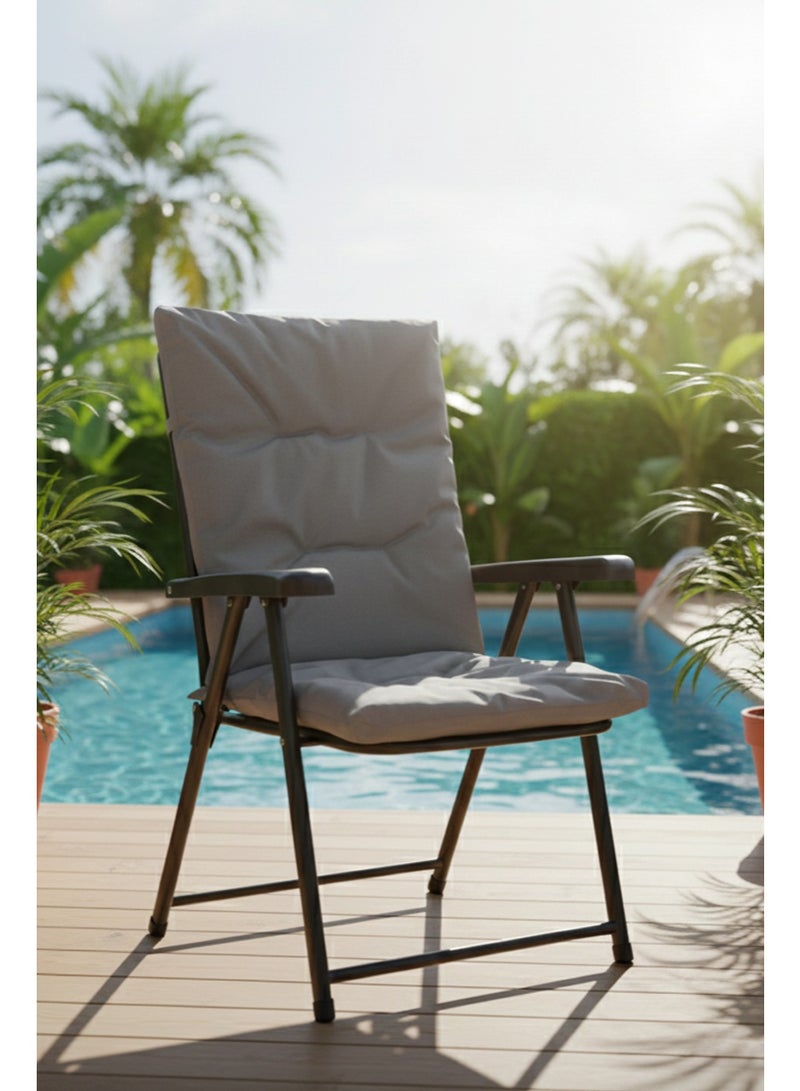 سمارت كيتشين كرسي رحلات قابل للطي مبطن بوسادة إسفنجية – هيكل معدني متين وخفيف بيدين مريحتين، مثالي للرحلات والتخييم - Image 3