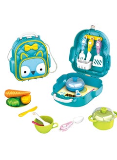 Swift 24 Pcs Kitchen Set 2 in 1 for School Packing Bag Cooking Play Toys Kitchen Chef Set Toy Accessories Including, and Easy to Store, with Fun Game for Girls and Boys Blue  - Image 1